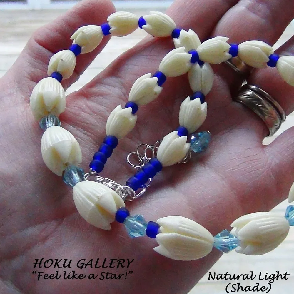 NWOT Handmade Children’s Necklace, Vintage Resin Pikaki Beads from Hawaii - 16